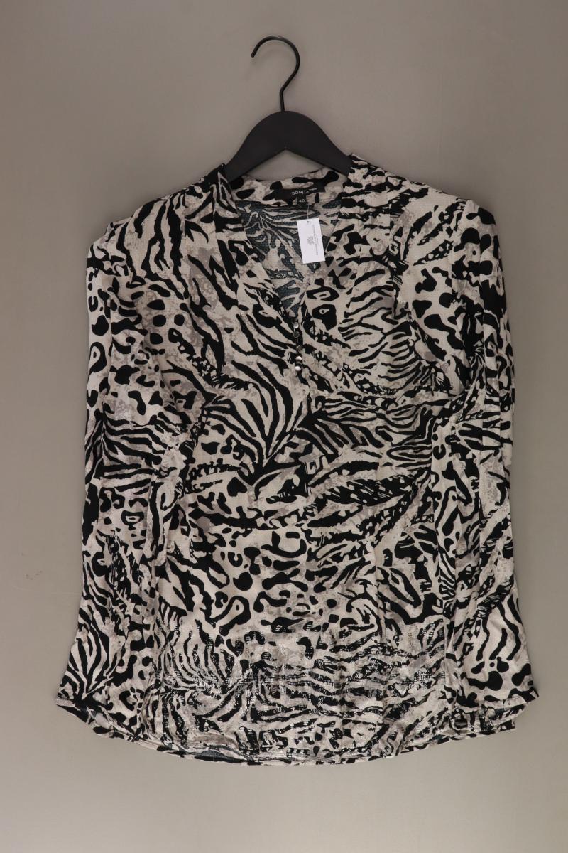 Bonita Langarmbluse Gr. 40 mit Tierdruck grau aus Viskose