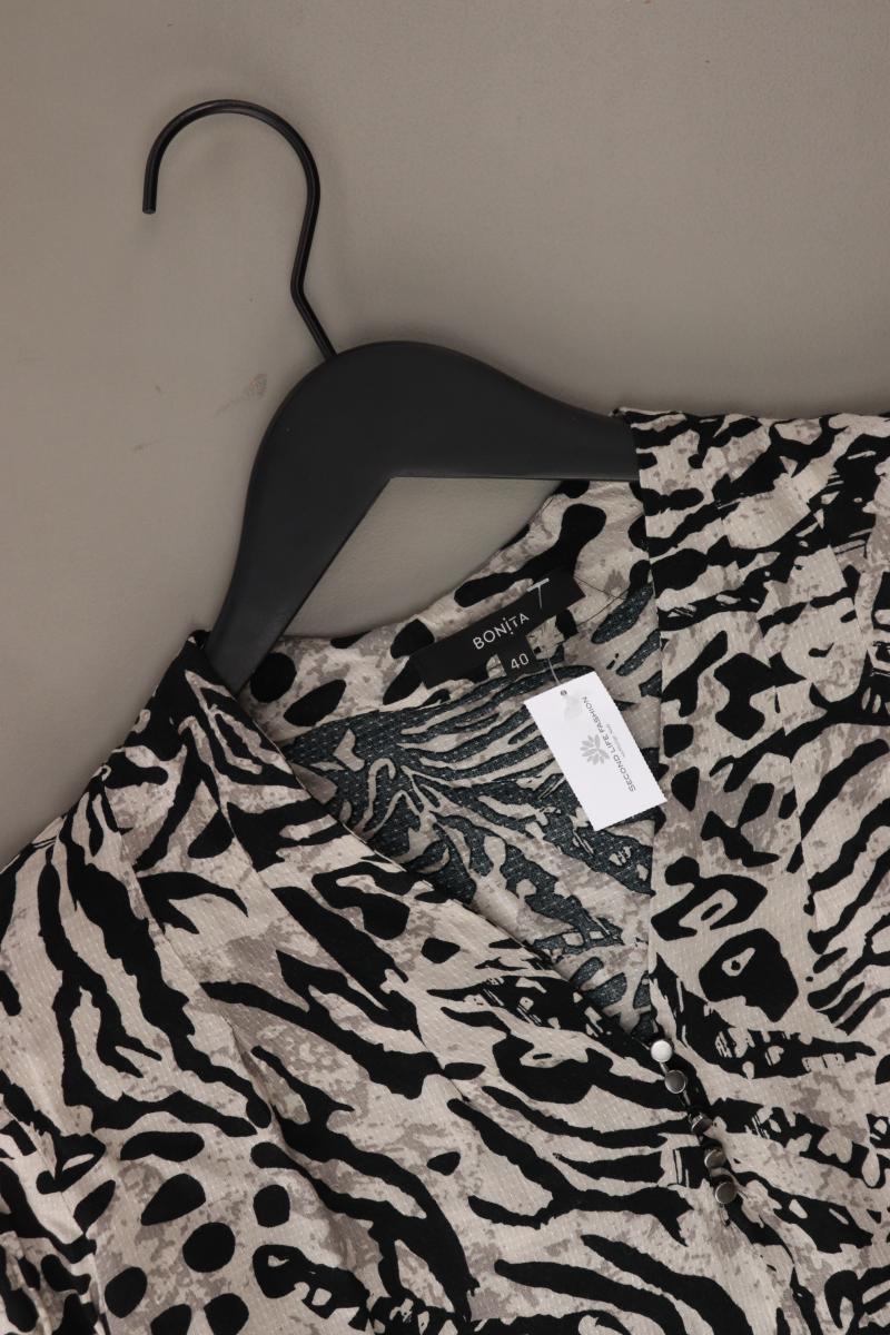 Bonita Langarmbluse Gr. 40 mit Tierdruck grau aus Viskose
