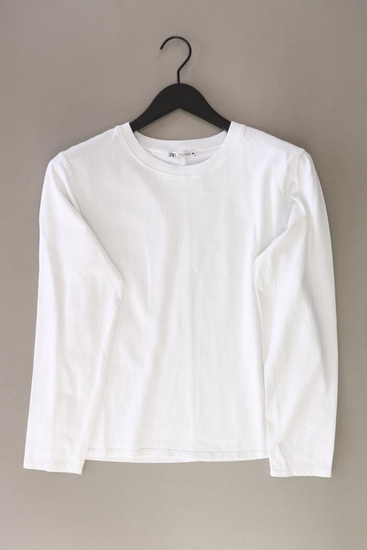 Zara Longsleeve-Shirt Gr. M Langarm weiß aus Baumwolle
