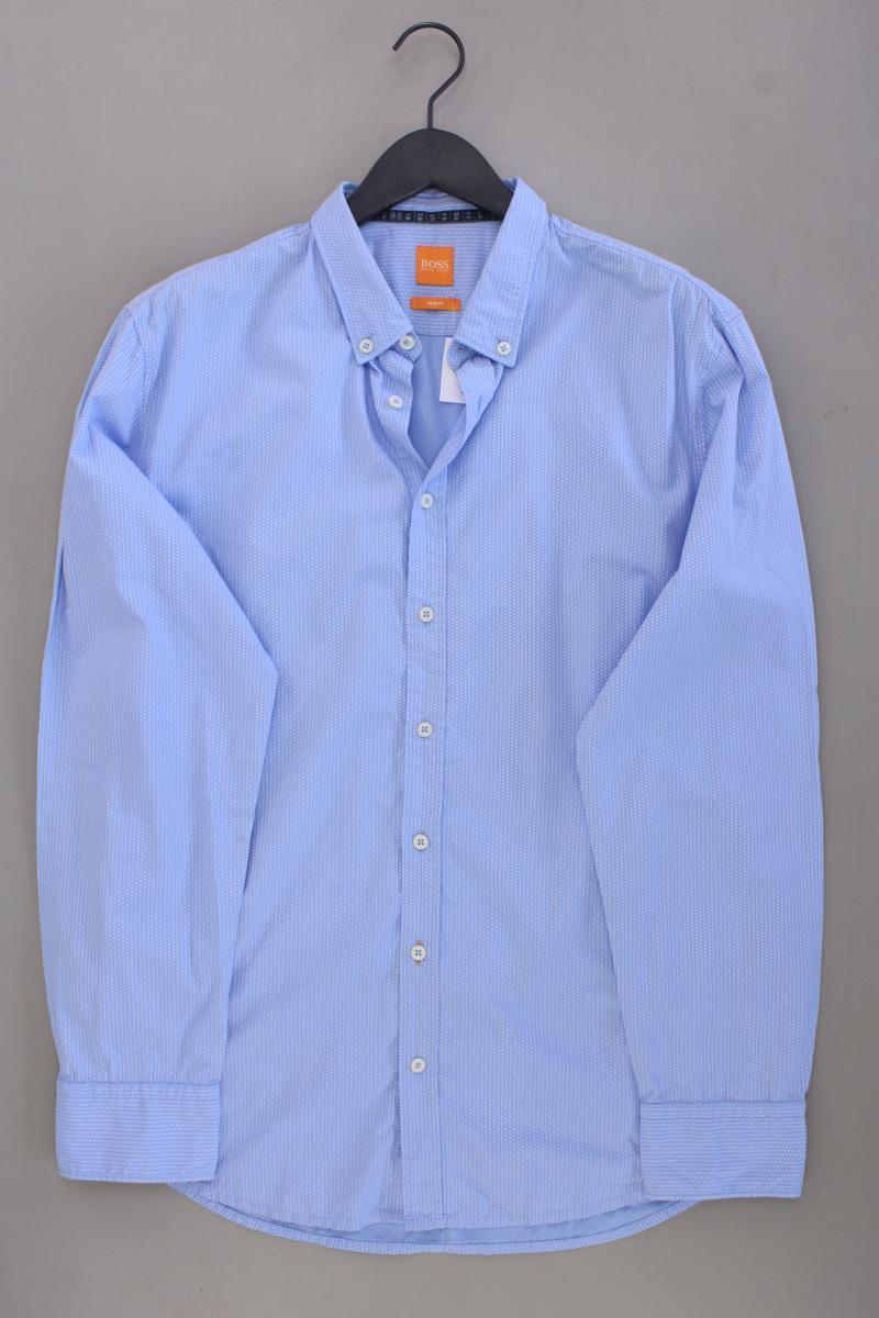 BOSS Orange Langarmhemd für Herren Gr. XL blau aus Baumwolle