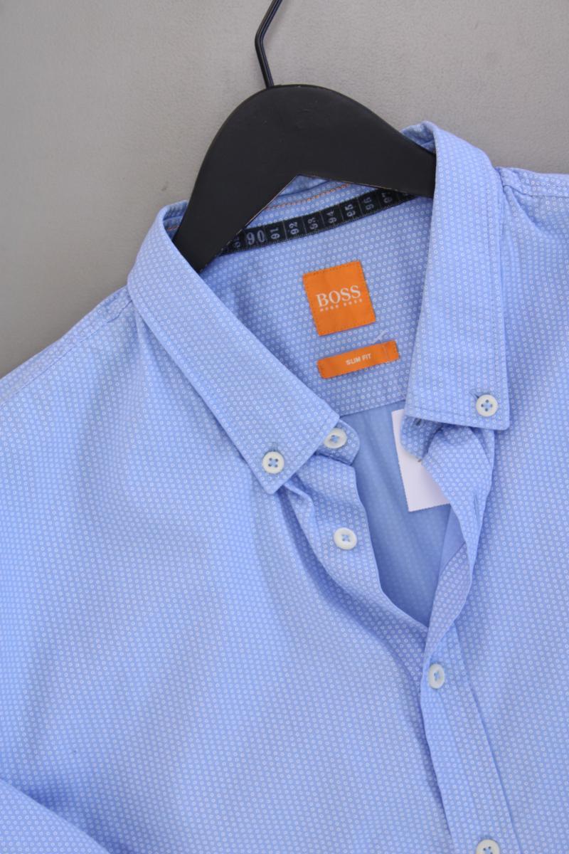 BOSS Orange Langarmhemd für Herren Gr. XL blau aus Baumwolle