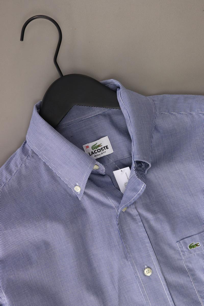 Lacoste Karohemd für Herren Gr. IT 38 (S) kariert Langarm blau aus Baumwolle