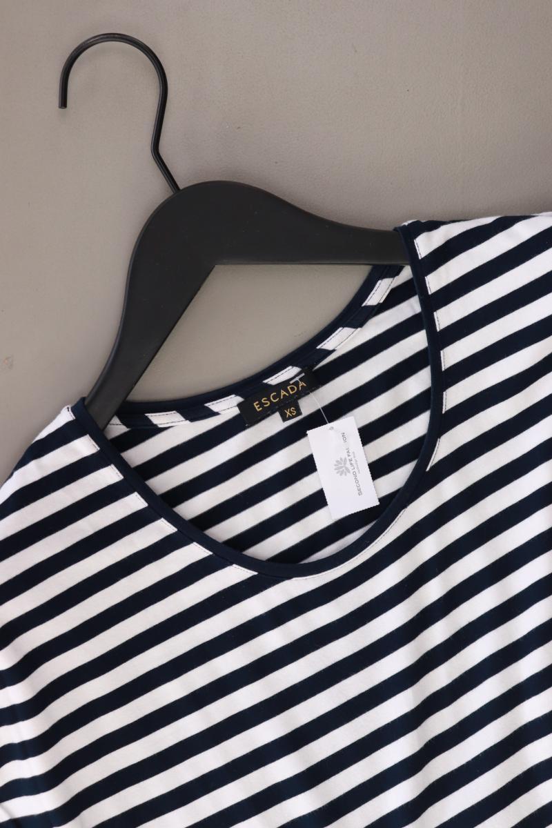 Escada Ringelshirt Gr. XS gestreift Kurzarm blau aus Viskose
