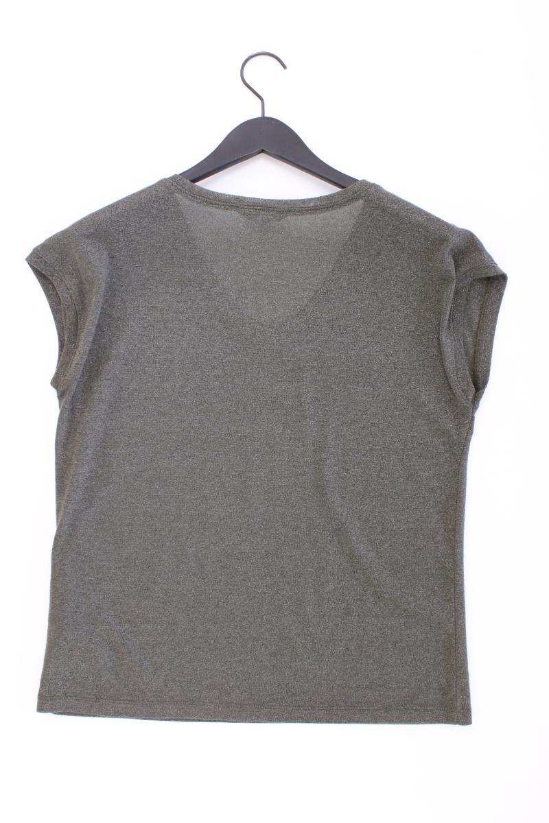 Only Shirt mit V-Ausschnitt Gr. L Kurzarm mit Glitzer olivgrün aus Viskose