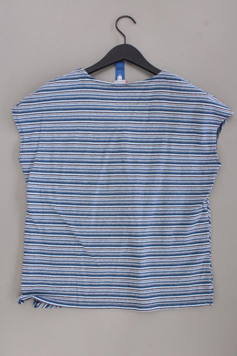 Street One Shirt mit V-Ausschnitt Gr. 40 geometrisches Muster Kurzarm blau