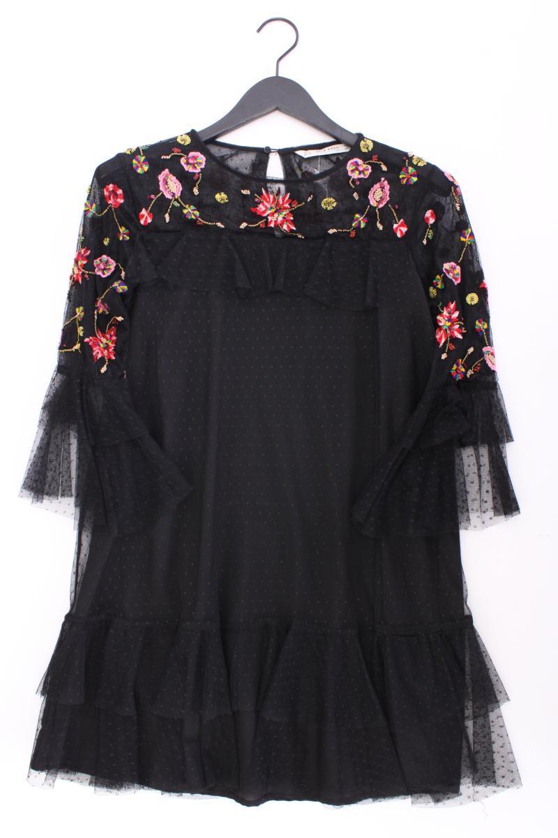 Zara Chiffonkleid Gr. M 3/4 Ärmel schwarz aus Polyester