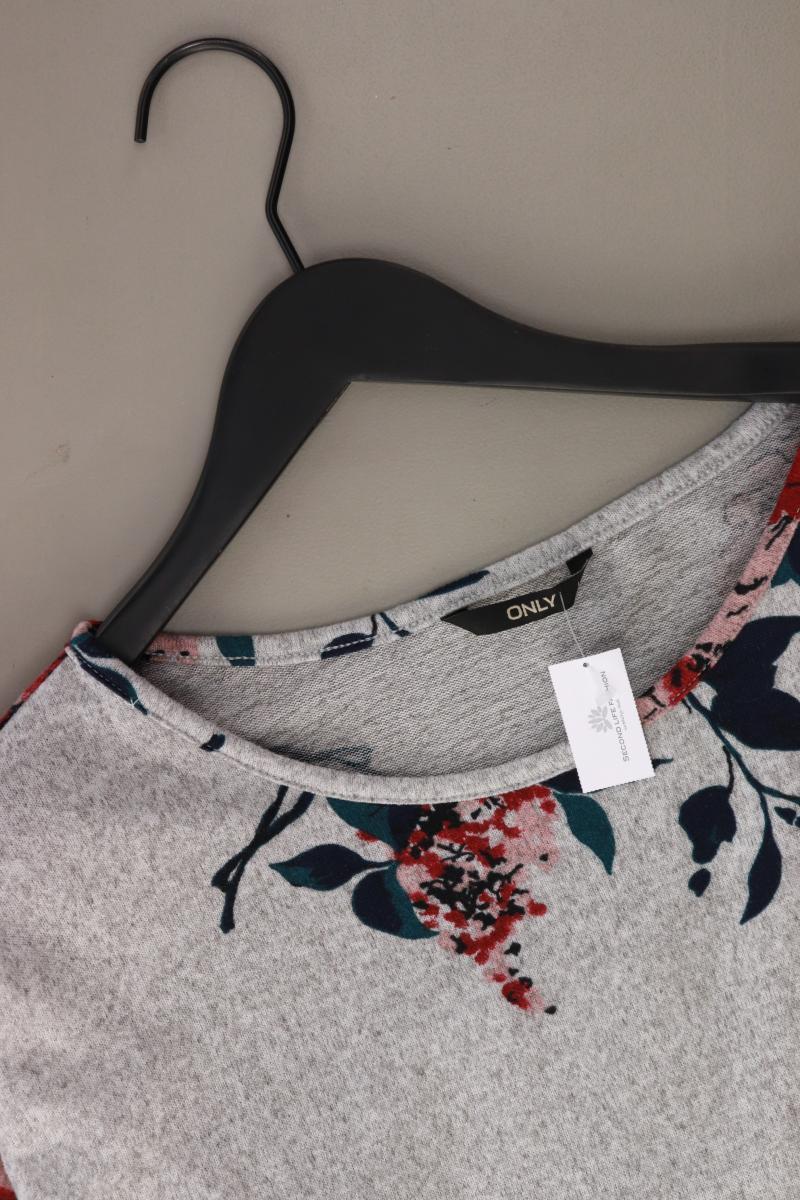 Only Oversize-Shirt Gr. L mit Blumenmuster 3/4 Ärmel grau