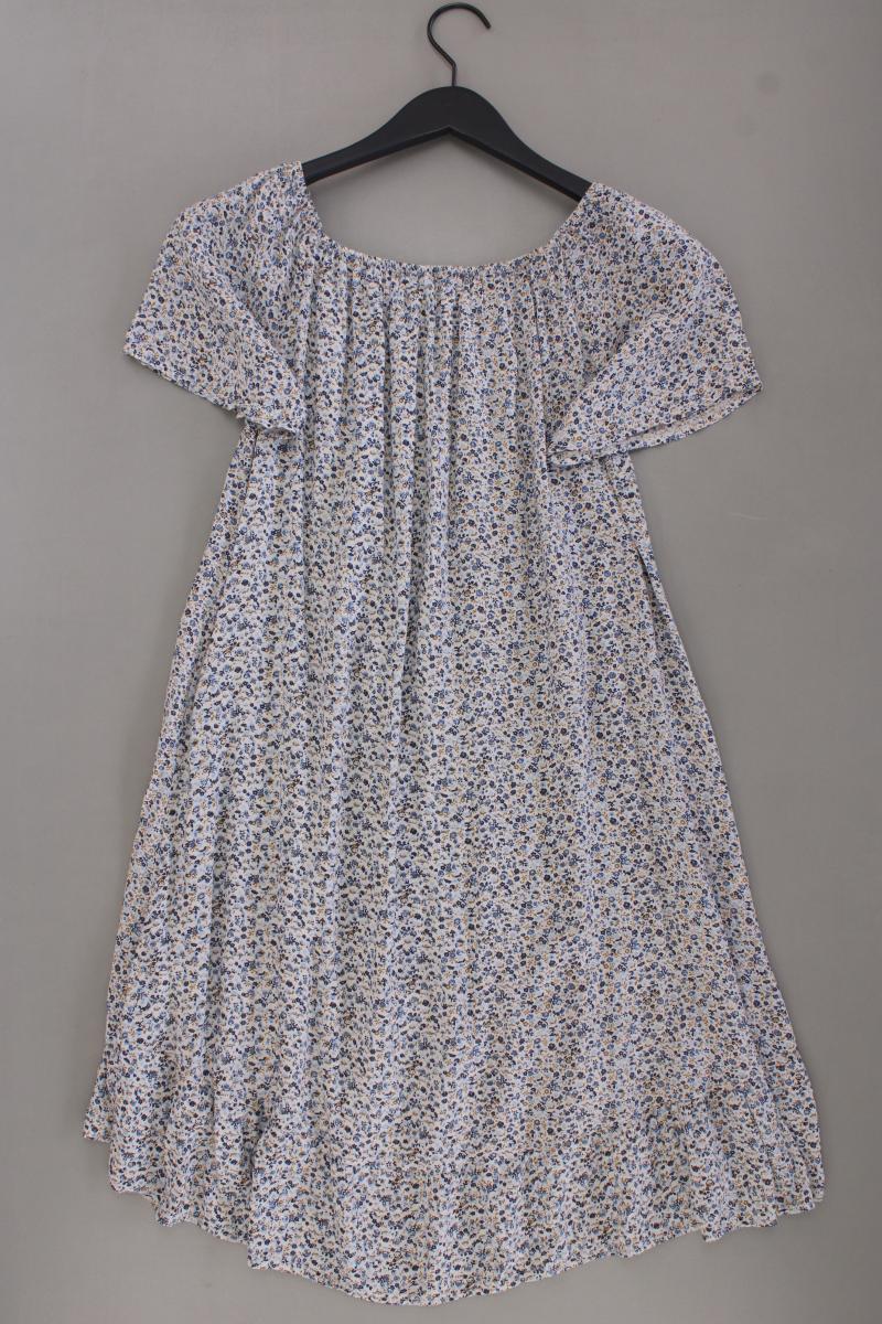Kurzarmkleid Gr. M mit Blumenmuster mit Carmen-Ausschnitt blau
