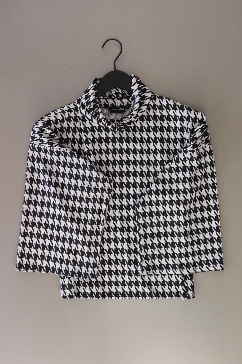 Prettylittlething Oversize-Bluse Gr. S hahnentritt 3/4 Ärmel weiß aus Polyester