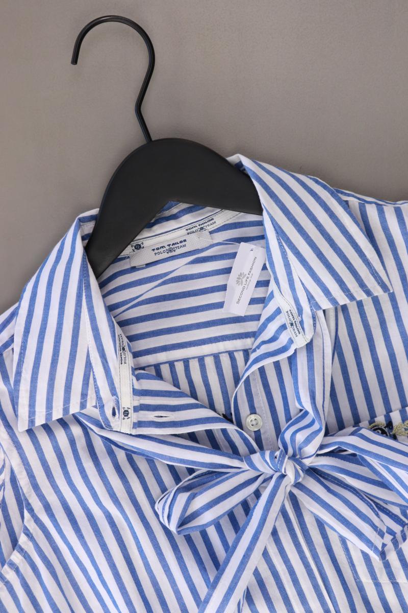 Tom Tailor Schluppenbluse Gr. S gestreift Ärmellos blau aus Baumwolle