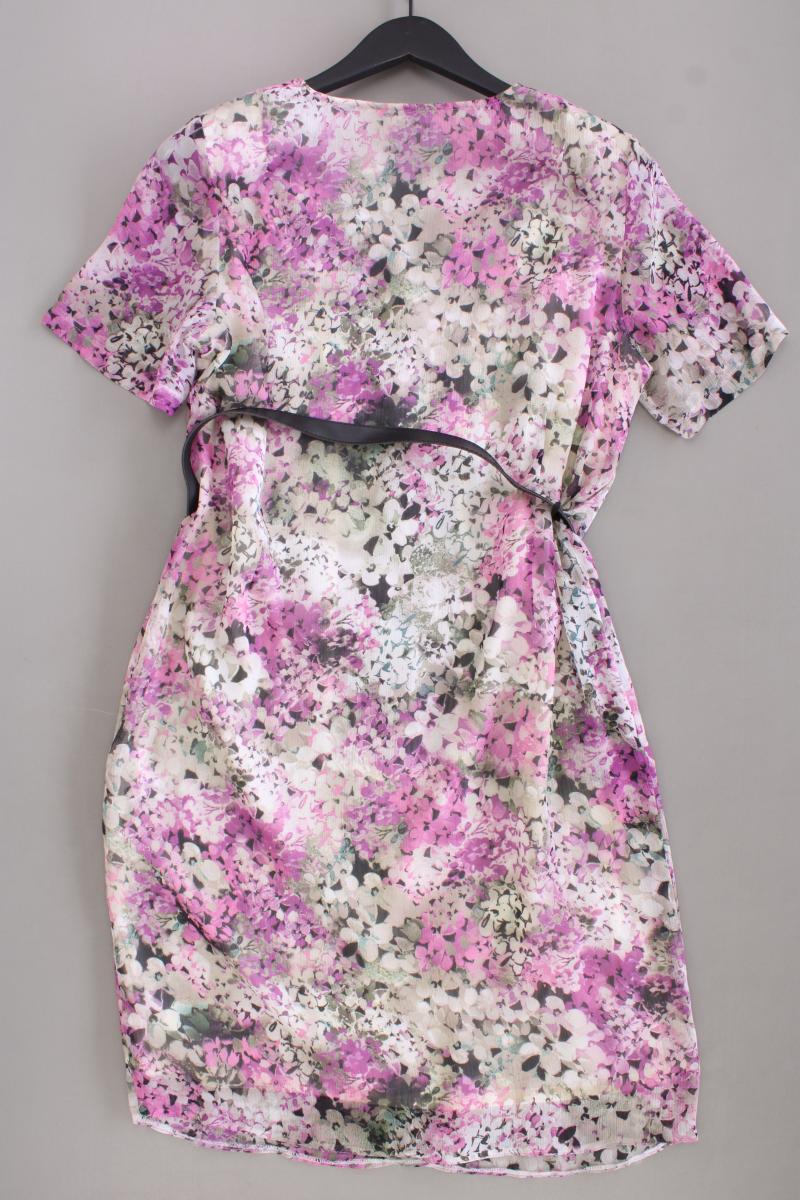 Vilona Vintage Kleid Gr. 44 mit Blumenmuster mit Gürtel Kurzarm lila