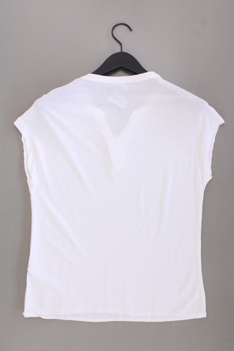 Tom Tailor Shirt mit V-Ausschnitt Gr. S Kurzarm weiß aus Baumwolle