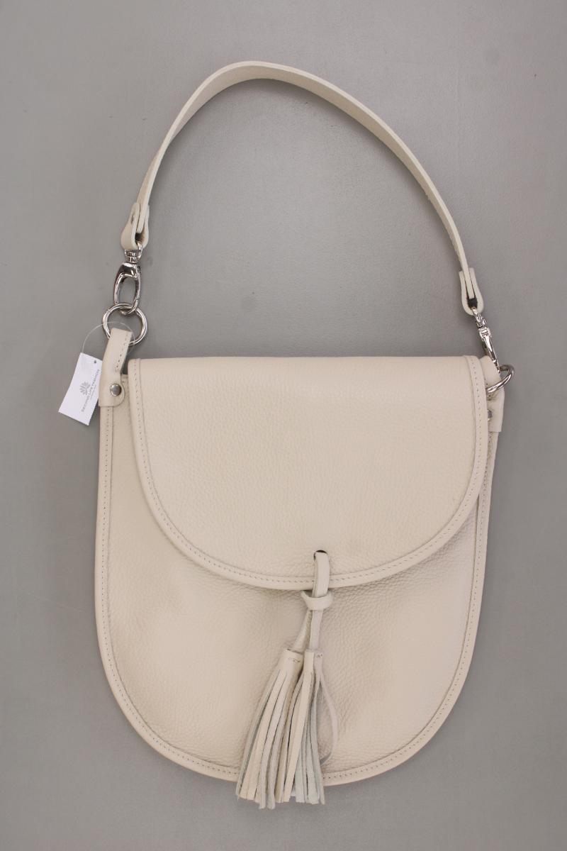Schultertasche creme aus Leder