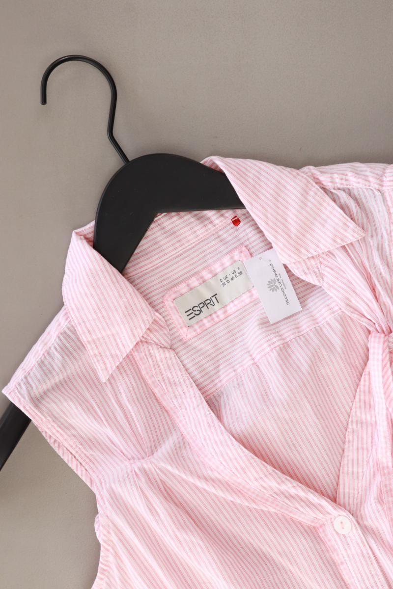 Esprit Rüschenbluse Gr. 36 gestreift Ärmellos rosa aus Baumwolle
