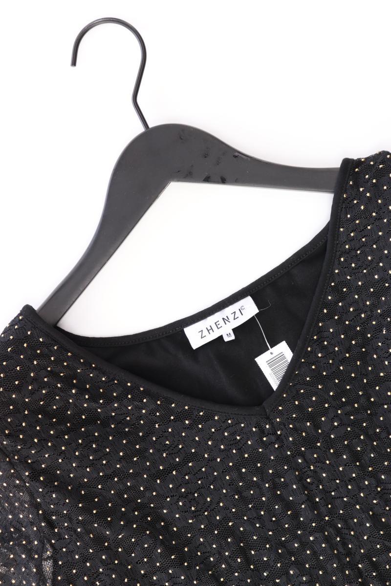 Zhenzi Kurzarmbluse Gr. XL schwarz aus Polyester