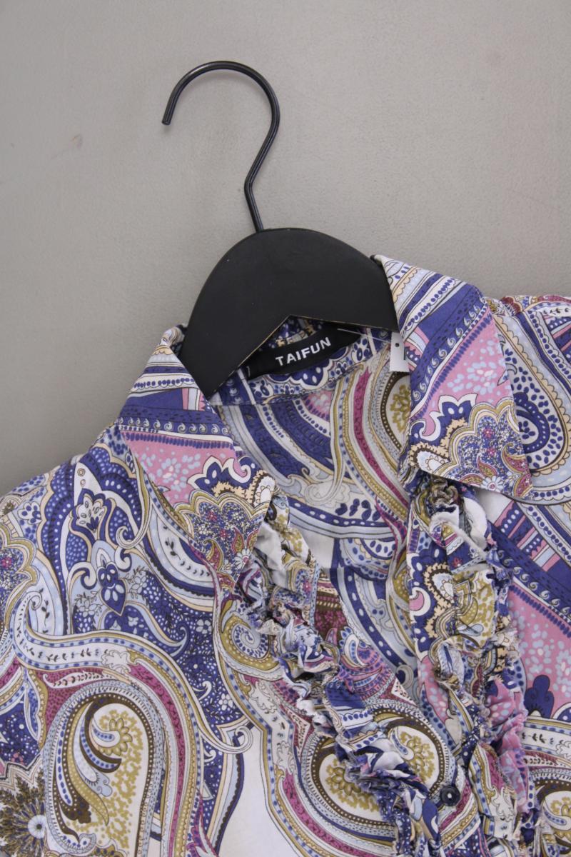 Taifun Rüschenbluse Gr. 36 mit Paisleymuster Kurzarm mehrfarbig aus Baumwolle