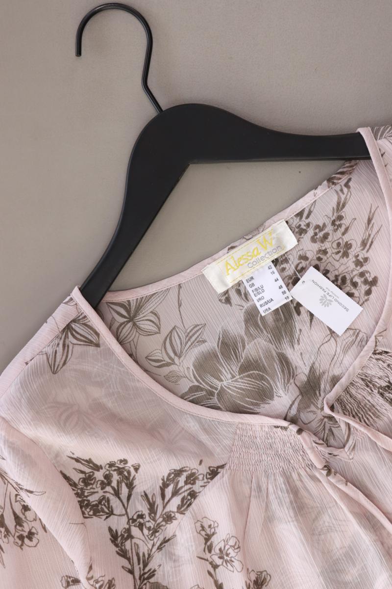 Alessa W. Bluse Gr. 42 mit Blumenmuster 3/4 Ärmel rosa aus Polyester