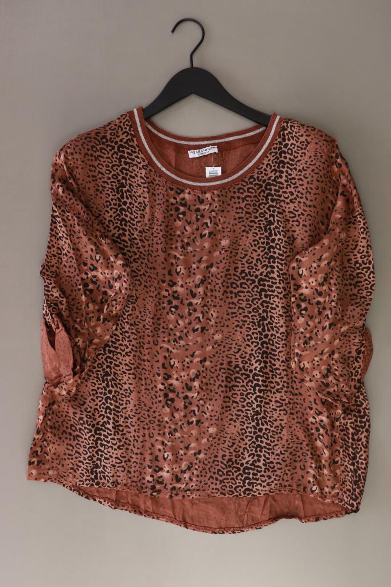Zabaione Oversize-Bluse Gr. S/M mit Tierdruck 3/4 Ärmel braun aus Viskose