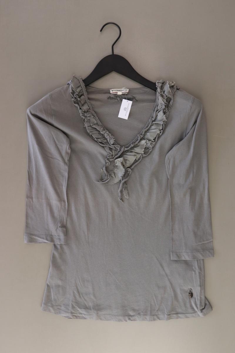 Freeman T. Porter Shirt mit V-Ausschnitt Gr. S 3/4 Ärmel grau aus Baumwolle