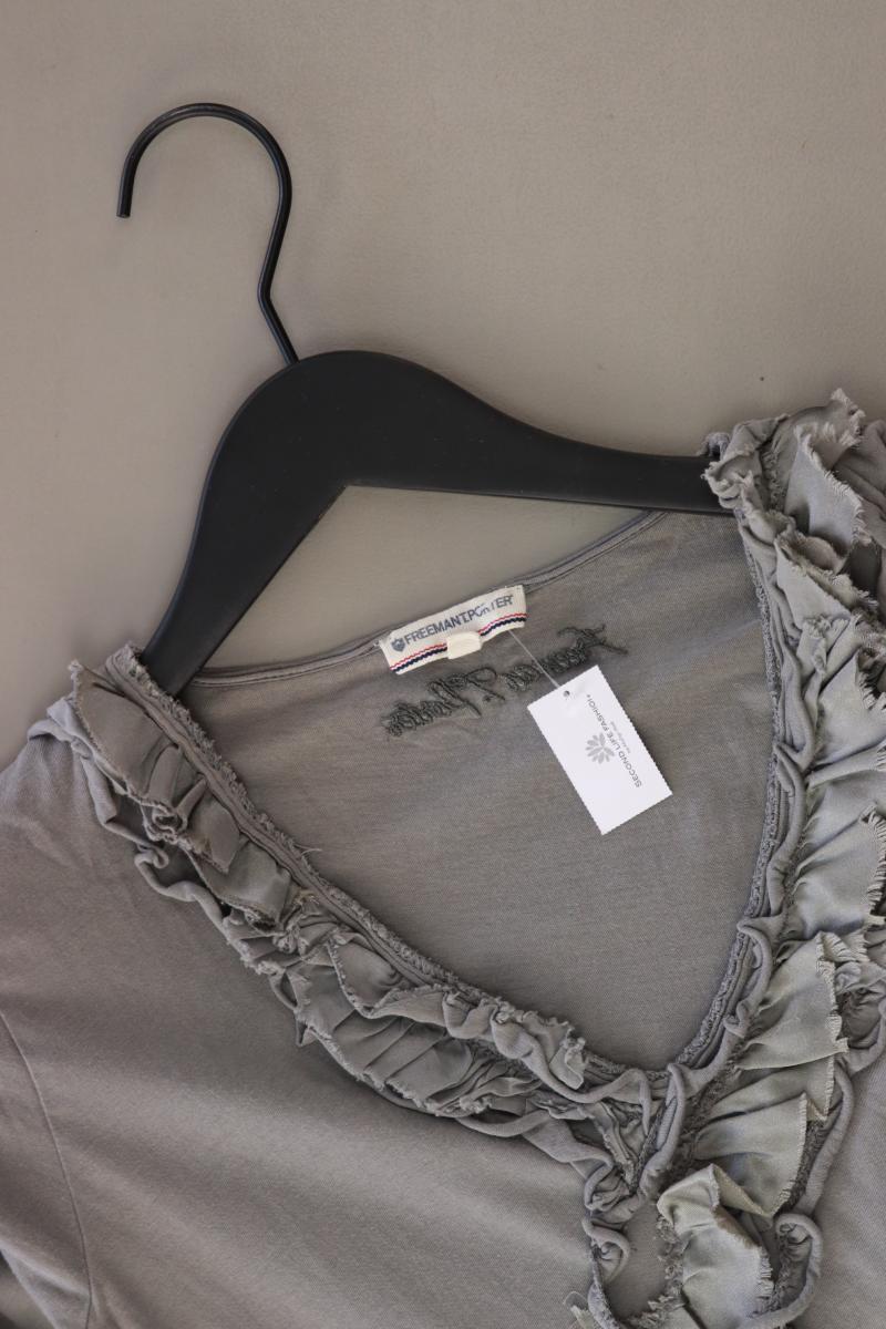 Freeman T. Porter Shirt mit V-Ausschnitt Gr. S 3/4 Ärmel grau aus Baumwolle