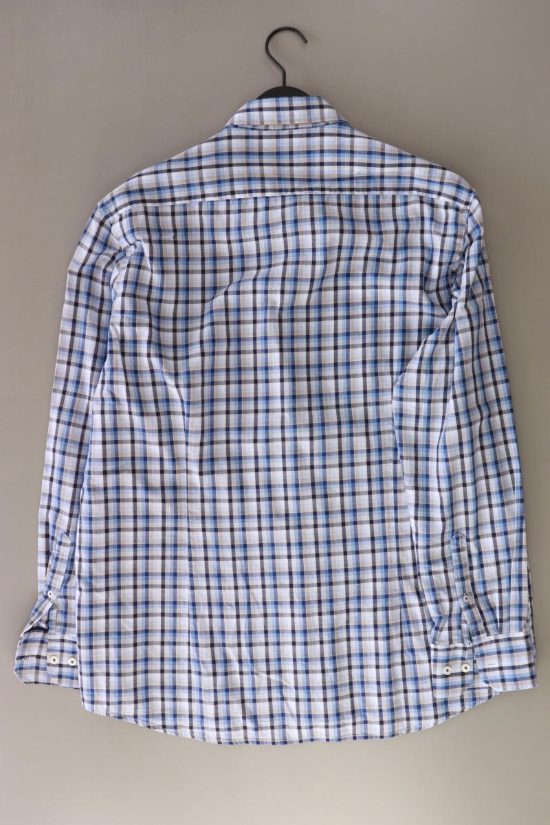 Bugatti Karohemd für Herren Gr. XL kariert Langarm blau aus Baumwolle