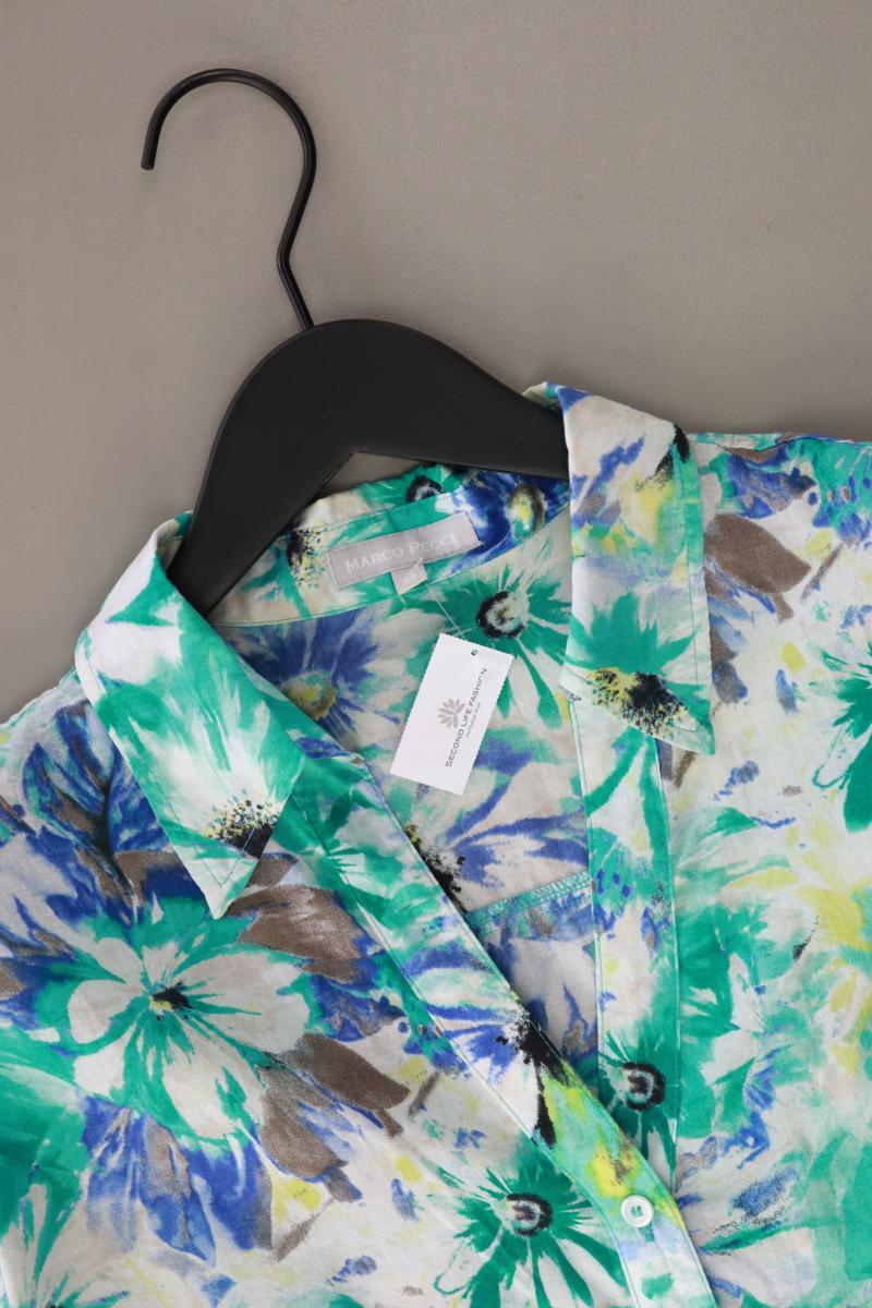 Marco Pecci Kurzarmbluse Gr. 46 mit Blumenmuster blau