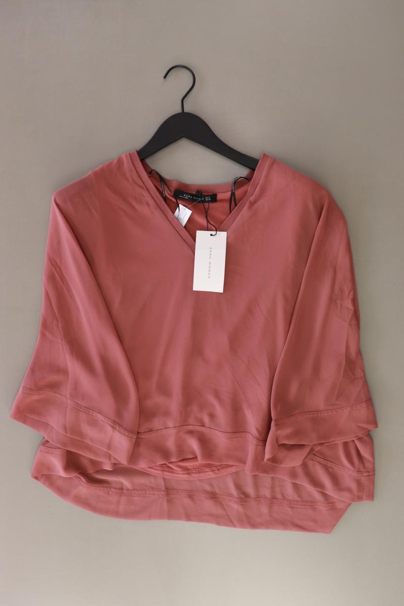 Zara Chiffonbluse Gr. M neu mit Etikett 3/4 Ärmel rosa aus Polyester