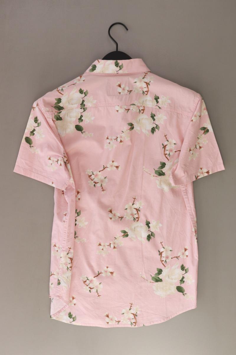 Hollister Kurzarmhemd für Herren Gr. S mit Blumenmuster rosa aus Baumwolle