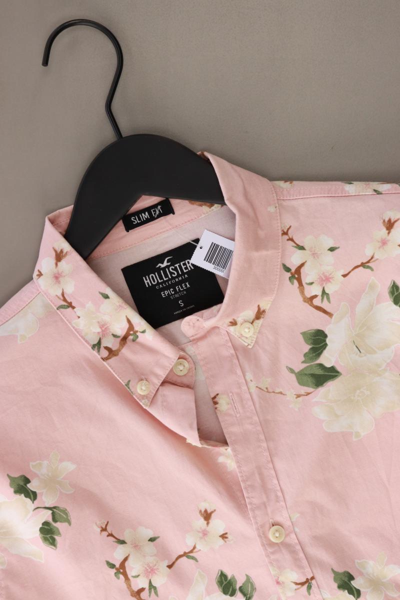 Hollister Kurzarmhemd für Herren Gr. S mit Blumenmuster rosa aus Baumwolle
