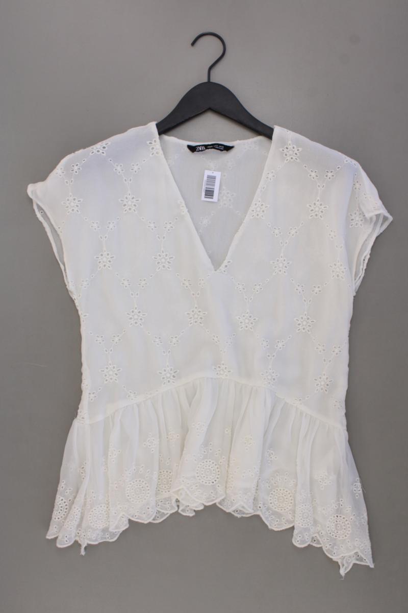 Zara Kurzarmbluse Gr. S creme aus Polyester