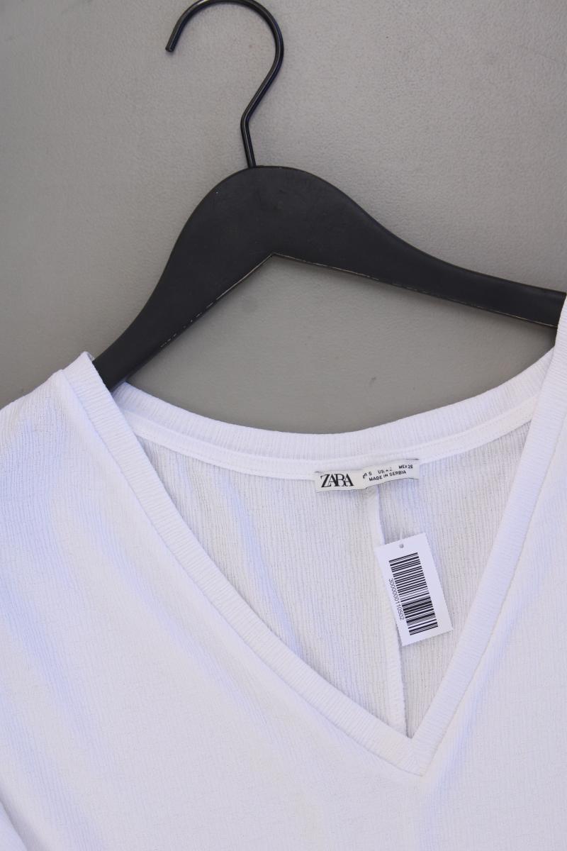 Zara Cropped Shirt Gr. S Kurzarm weiß aus Polyester