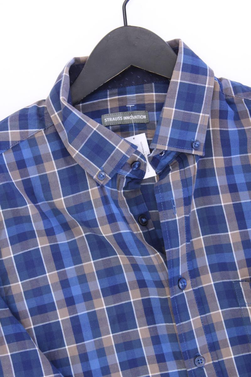 Strauss Karohemd für Herren Gr. Hemdgröße 41/42 kariert Langarm blau