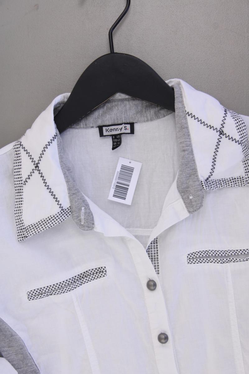 Kenny S. Classic Bluse Gr. 40 3/4 Ärmel weiß aus Baumwolle