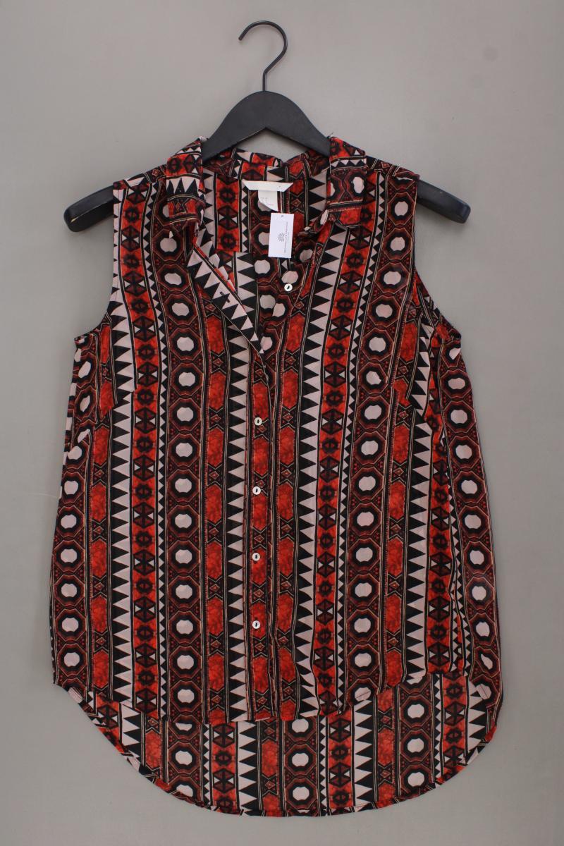 H&M Bluse Gr. 34 geometrisches Muster Ärmellos orange aus Polyester