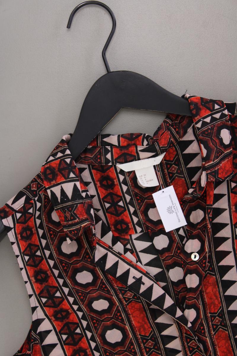 H&M Bluse Gr. 34 geometrisches Muster Ärmellos orange aus Polyester