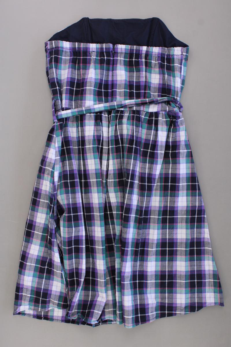 Sisley Bandeaukleid Gr. M kariert mit Gürtel Ärmellos lila aus Baumwolle