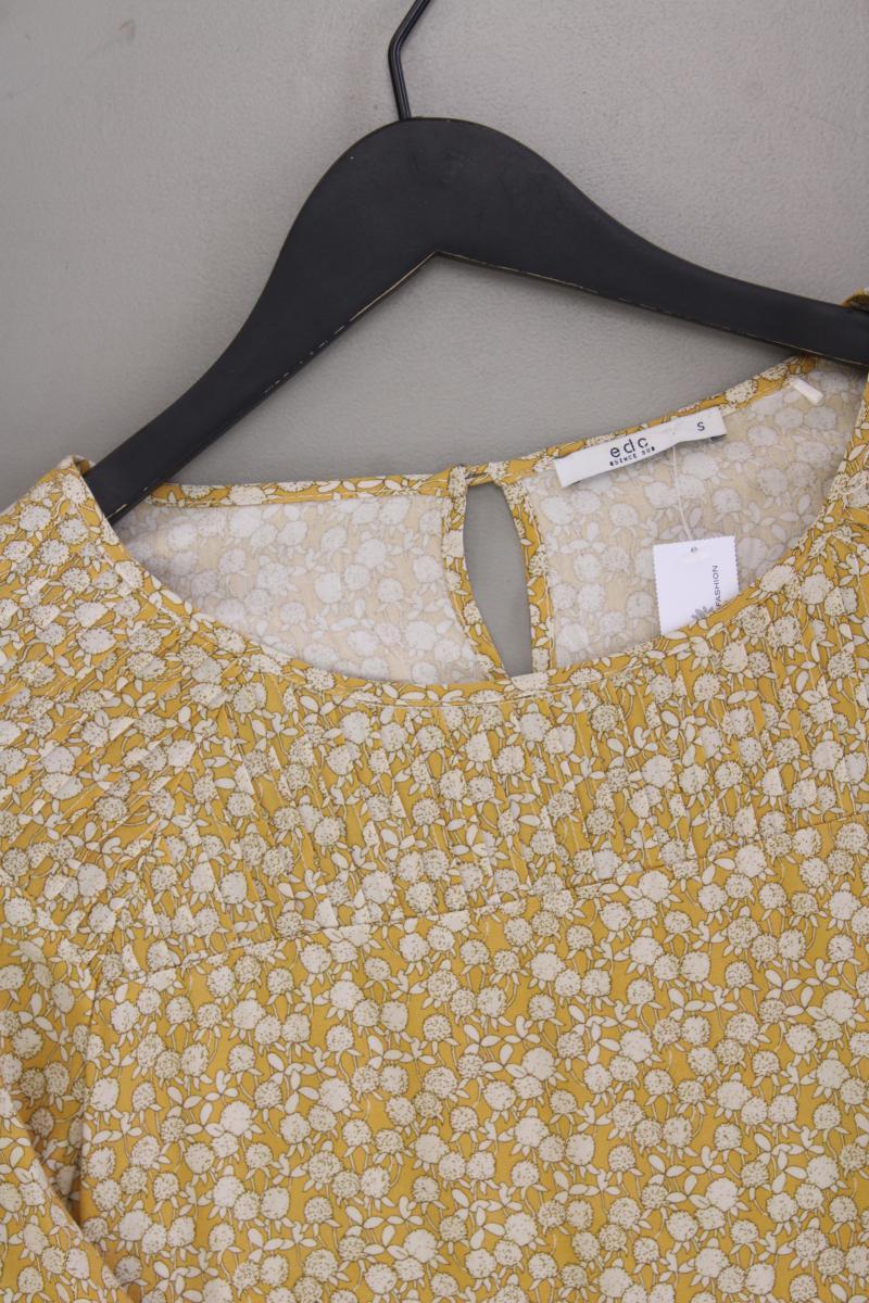 edc by Esprit Classic Bluse Gr. S mit Blumenmuster 3/4 Ärmel gelb aus Viskose