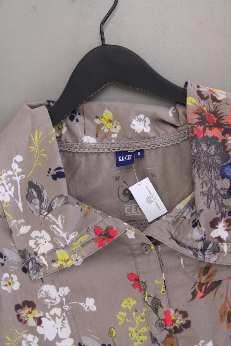 Cecil Longbluse Gr. S mit Blumenmuster mit Gürtel Kurzarm mehrfarbig