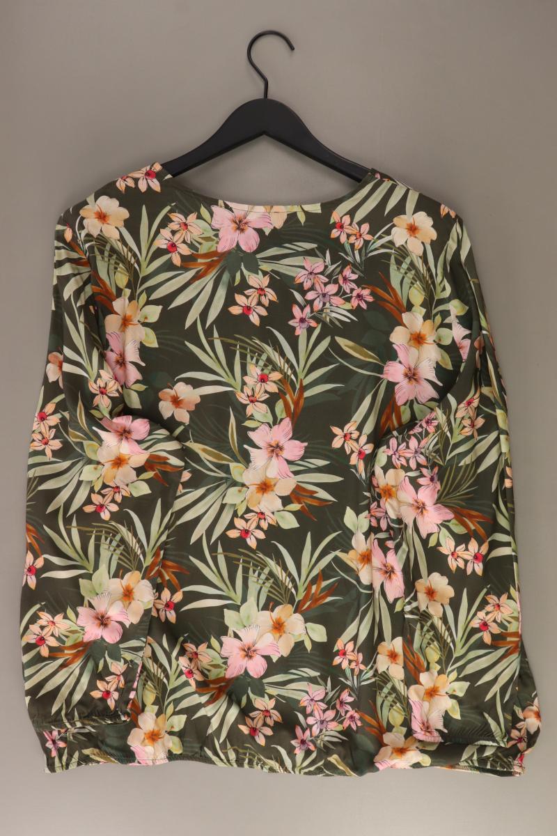 Steilmann Langarmbluse Gr. 50 mit Blumenmuster olivgrün aus Viskose