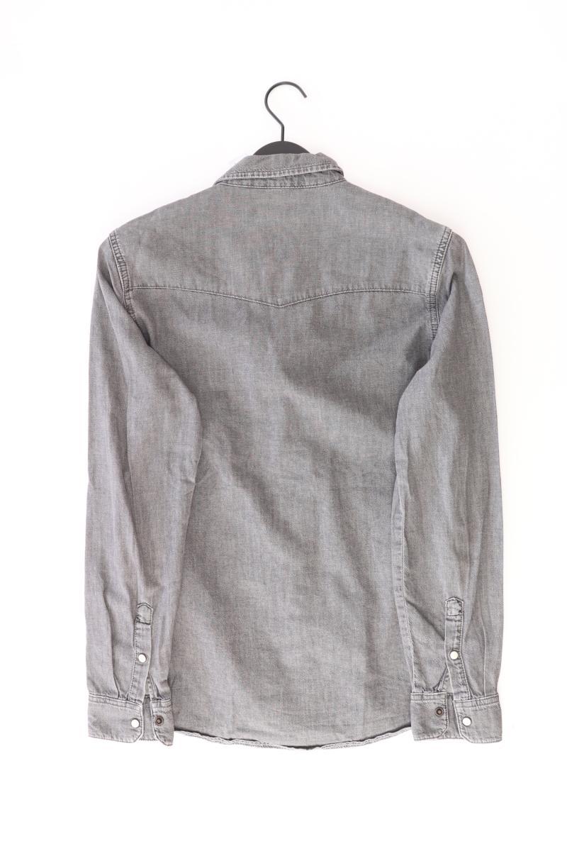 Topman Jeanshemd für Herren Gr. S Langarm grau aus Baumwolle