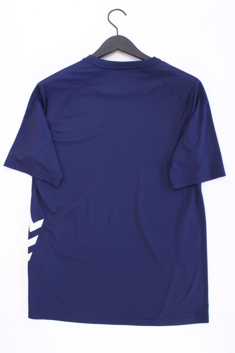 hummel Sportshirt für Herren Gr. M Kurzarm blau aus Polyester