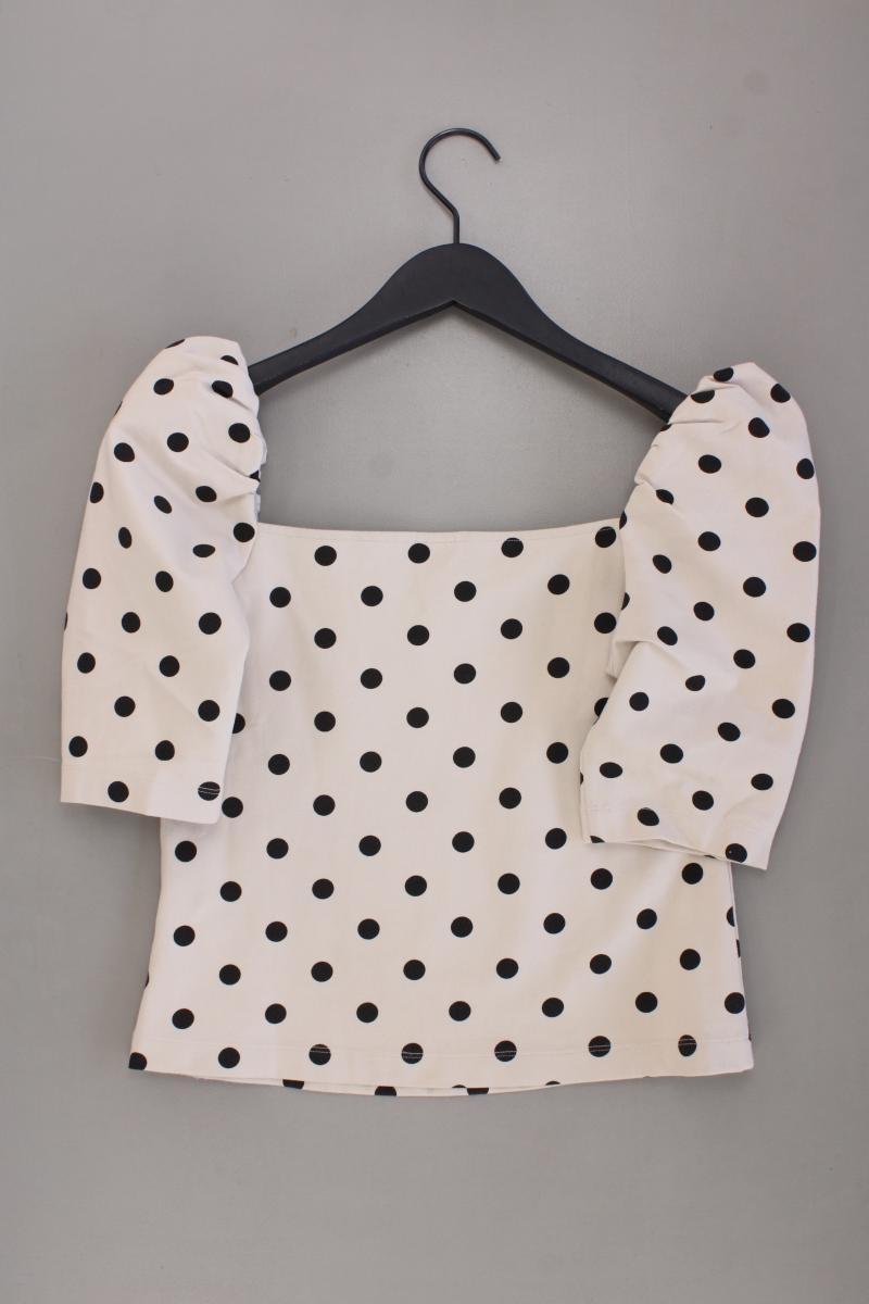 H&M Shirt Gr. S gepunktet Kurzarm creme aus Viskose