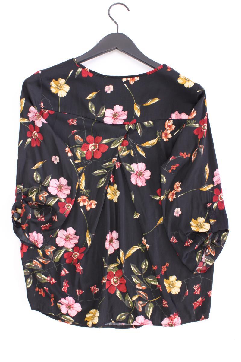 Stradivarius Classic Bluse Gr. L mit Blumenmuster 3/4 Ärmel schwarz