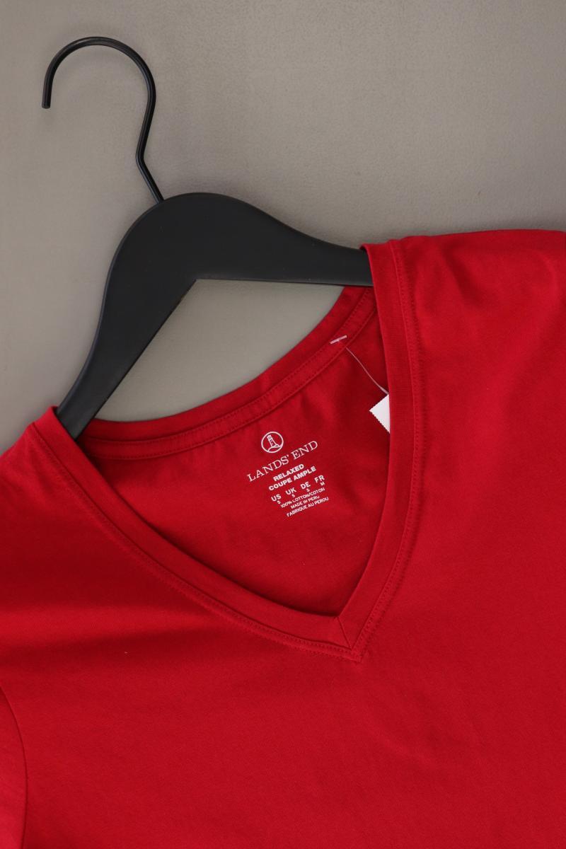Lands' End Shirt mit V-Ausschnitt Gr. S Kurzarm rot aus Baumwolle