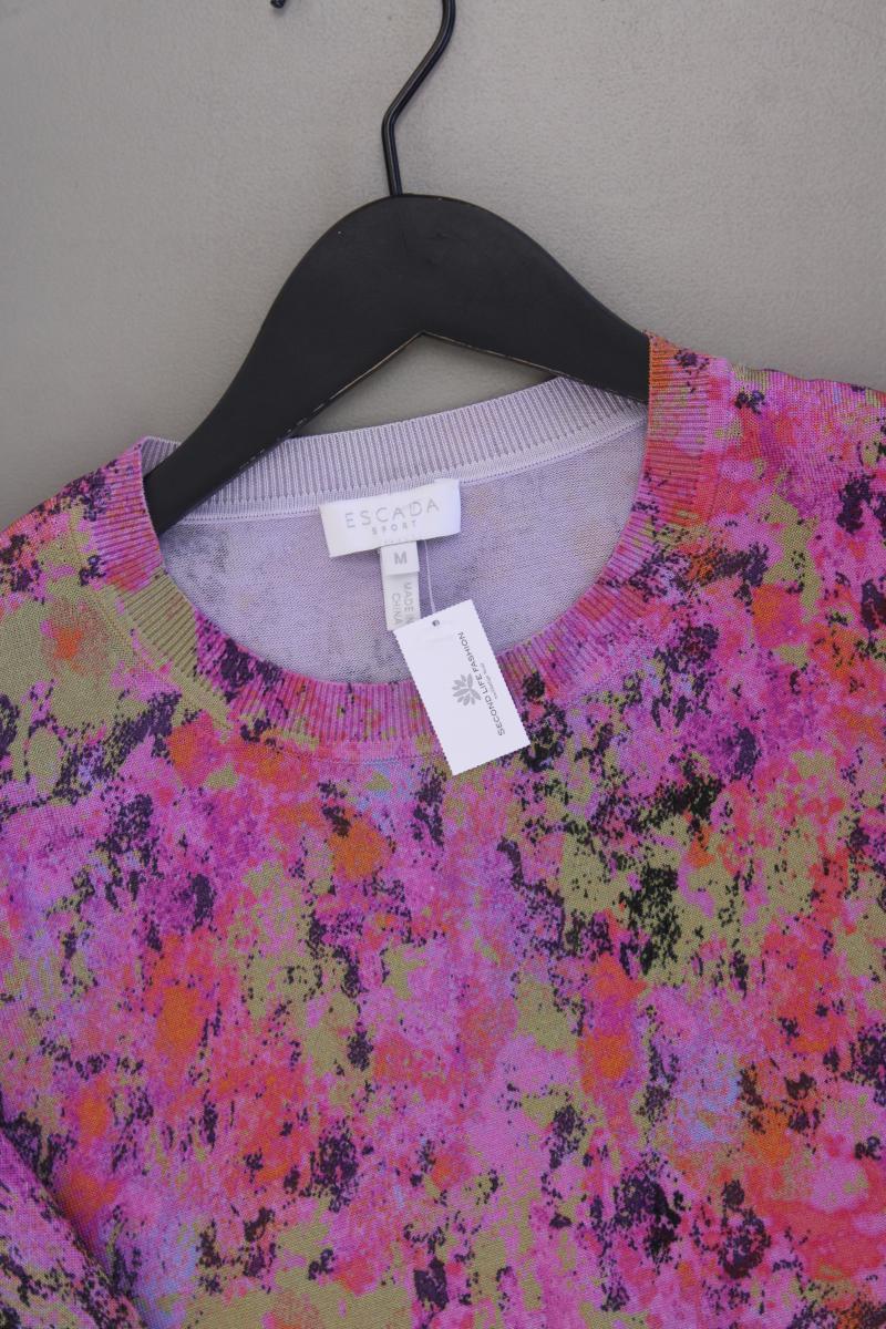 Escada Sport Strickshirt Gr. M neuwertig Kurzarm lila aus Baumwolle
