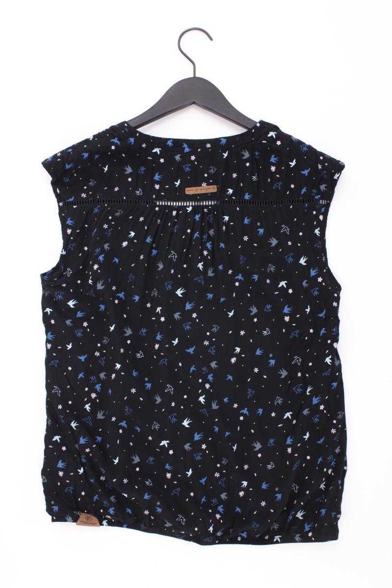 Ragwear Bluse mit Vogelmuster Gr. L mit Tierdruck Kurzarm schwarz aus Viskose