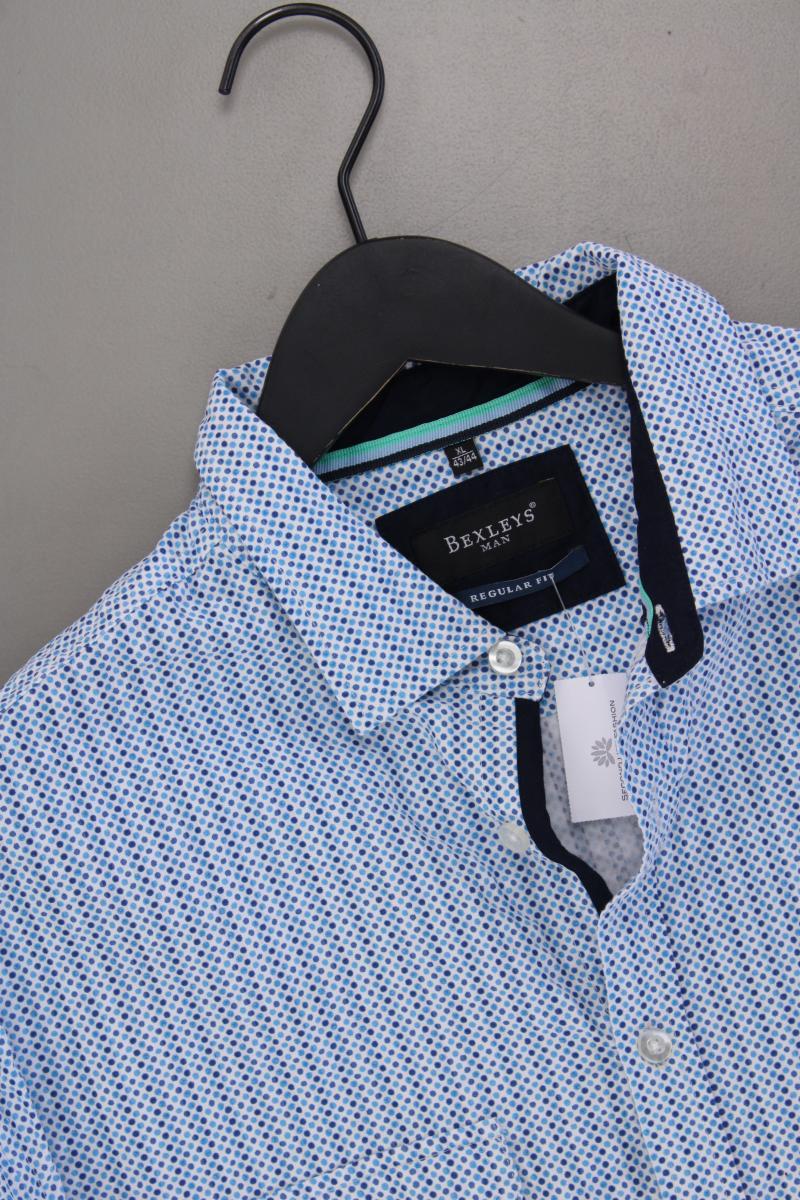 Bexleys Bexleys Hemd für Herren Gr. Hemdgröße 43/44 gepunktet Kurzarm blau