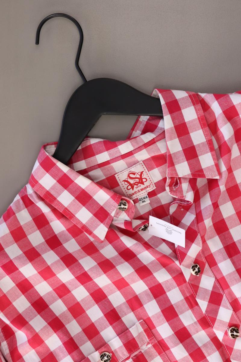 Spieth Wensky Trachtenhemd für Herren Gr. XL kariert Langarm rot aus Baumwolle