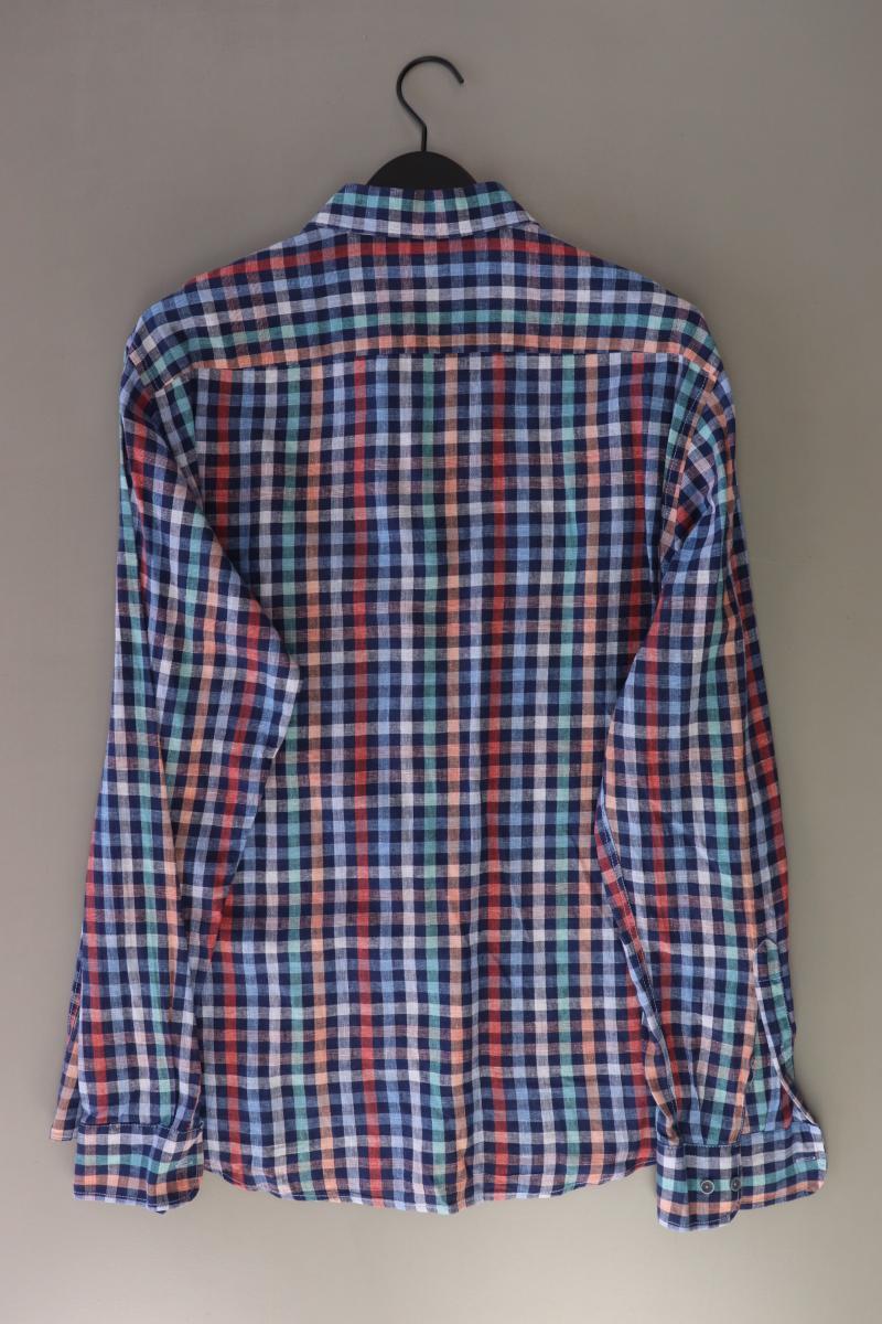 Casa Moda Leinenhemd für Herren Gr. XL kariert Langarm blau
