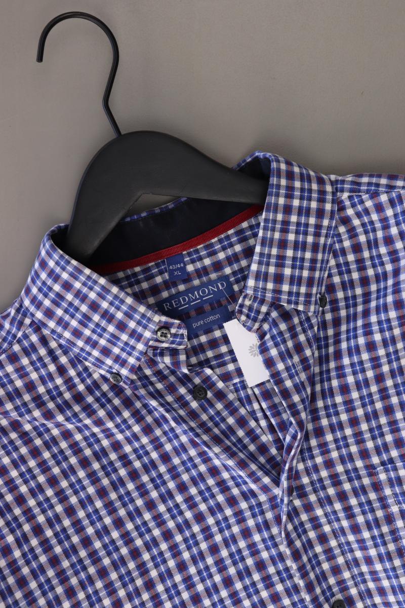 Redmond Karohemd für Herren Gr. XL kariert Langarm blau aus Baumwolle